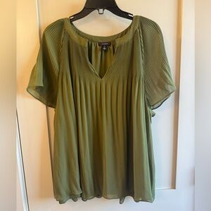 Halogen Sage Green Pleated Blouse